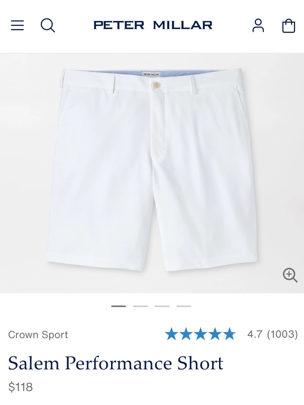 Like new! Peter Millar "Salem" White Golf Performance Shorts - Size 40